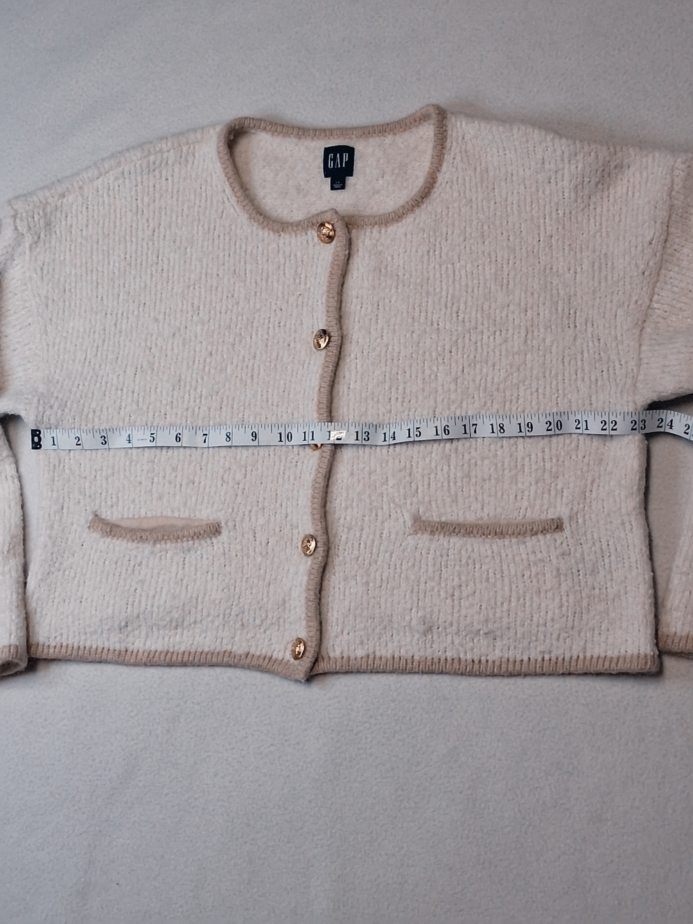 GAP Cream Knit Cardigan with Gold Buttons - Picture 3 of 6